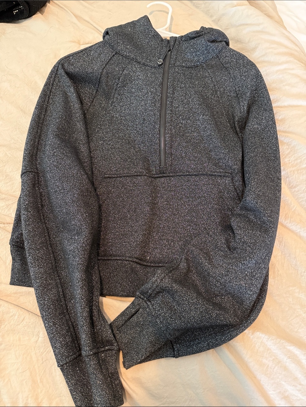 lululemon athletica Women's sparkle Black Half-Zip Hoodie (M/L)